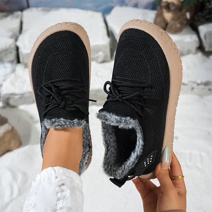 Damen-Freizeit-Winterschuhe mit Plüschfutter