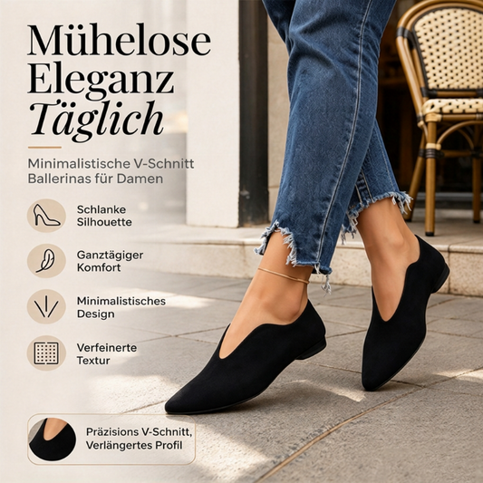 Schicke Damen flache Schuhe mit spitzer Zehenpartie und V-Ausschnitt