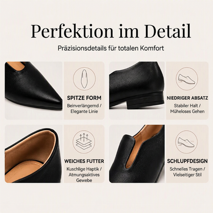 Schicke Damen flache Schuhe mit spitzer Zehenpartie und V-Ausschnitt