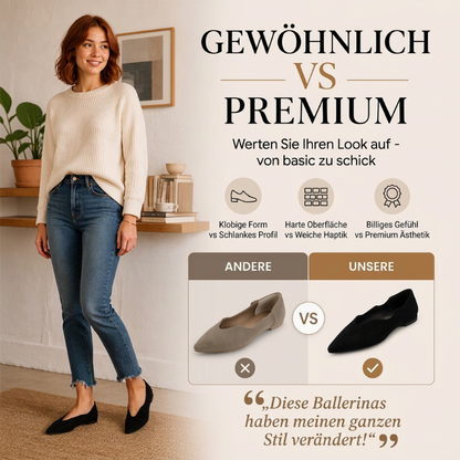Schicke Damen flache Schuhe mit spitzer Zehenpartie und V-Ausschnitt