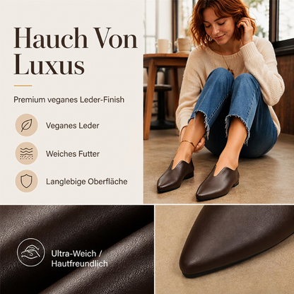 Schicke Damen flache Schuhe mit spitzer Zehenpartie und V-Ausschnitt