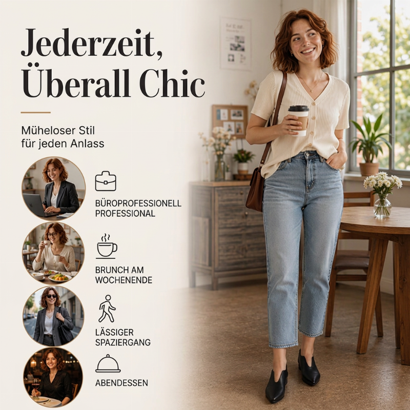 Schicke Damen flache Schuhe mit spitzer Zehenpartie und V-Ausschnitt