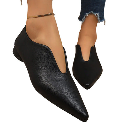 Schicke Damen flache Schuhe mit spitzer Zehenpartie und V-Ausschnitt