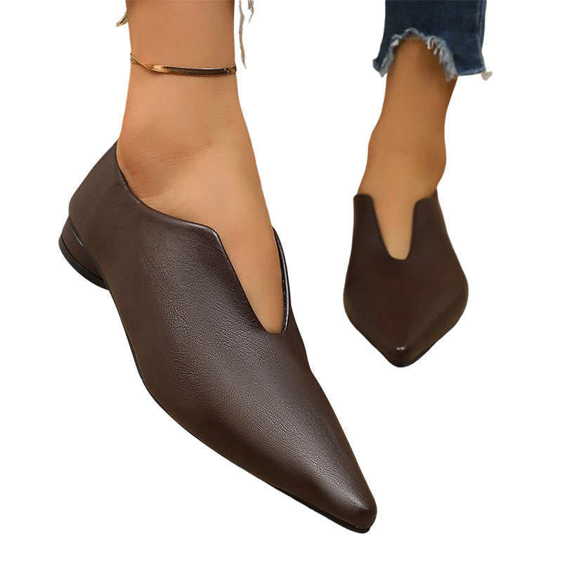 Schicke Damen flache Schuhe mit spitzer Zehenpartie und V-Ausschnitt