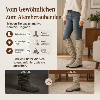 Damen lässige kniehohe Stiefel mit Gürtelschnalle