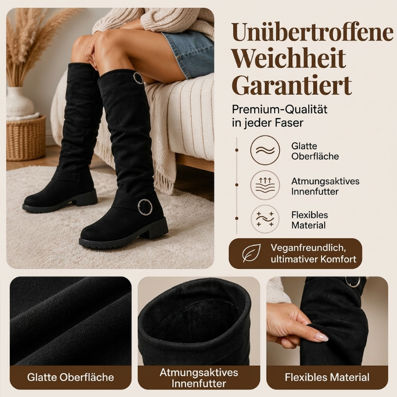 Damen lässige kniehohe Stiefel mit Gürtelschnalle
