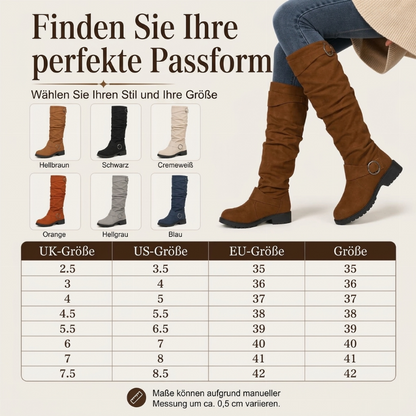 Damen lässige kniehohe Stiefel mit Gürtelschnalle