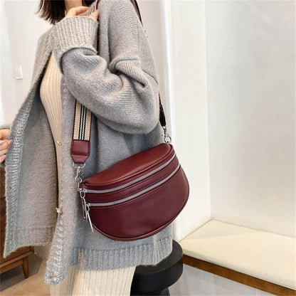 Schulter-Satteltasche aus massivem Leder für Damen, Brusttasche mit mehreren Taschen
