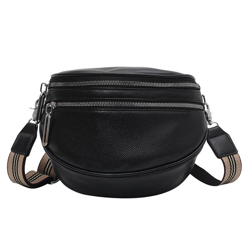 Schulter-Satteltasche aus massivem Leder für Damen, Brusttasche mit mehreren Taschen