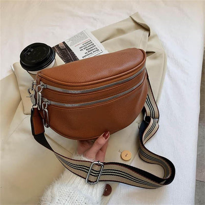 Schulter-Satteltasche aus massivem Leder für Damen, Brusttasche mit mehreren Taschen