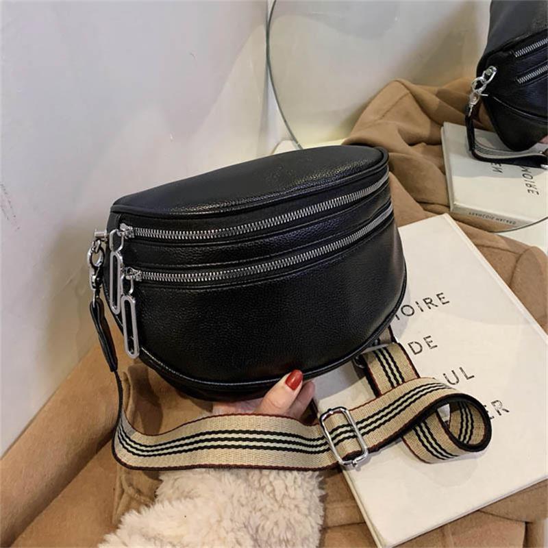 Schulter-Satteltasche aus massivem Leder für Damen, Brusttasche mit mehreren Taschen