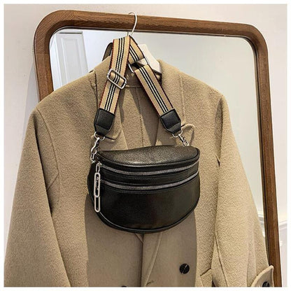 Schulter-Satteltasche aus massivem Leder für Damen, Brusttasche mit mehreren Taschen