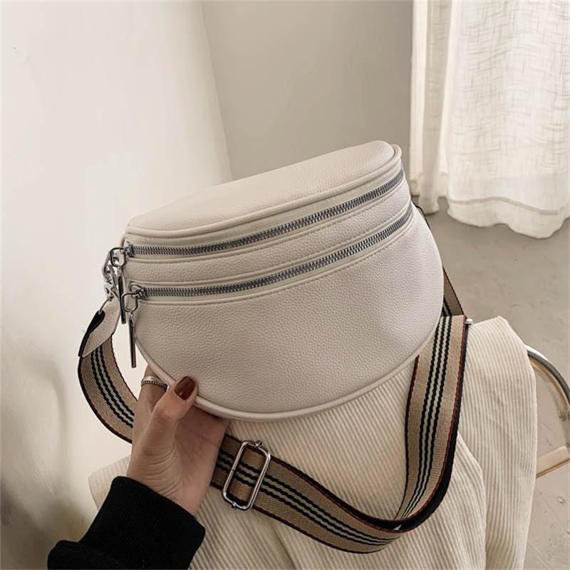 Schulter-Satteltasche aus massivem Leder für Damen, Brusttasche mit mehreren Taschen