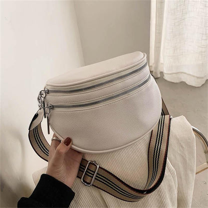Schulter-Satteltasche aus massivem Leder für Damen, Brusttasche mit mehreren Taschen