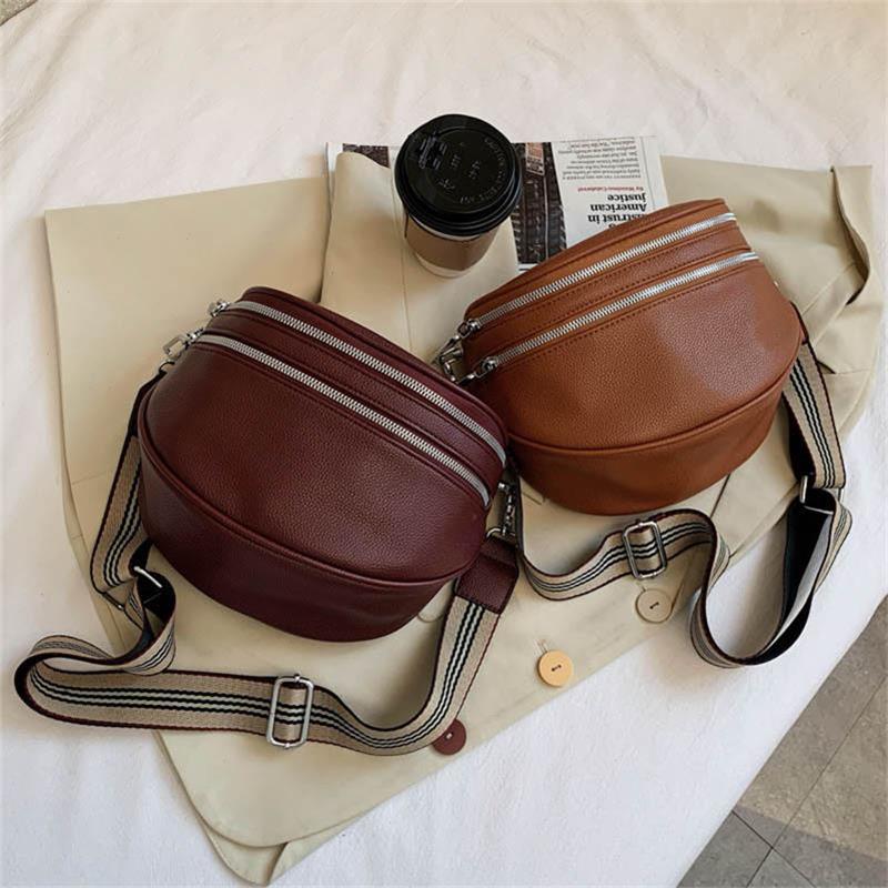 Schulter-Satteltasche aus massivem Leder für Damen, Brusttasche mit mehreren Taschen