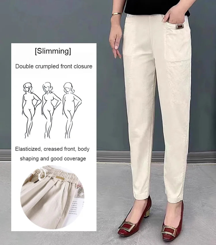 Elastische Baumwollhose mit Taille für Frauen 🔥Kaufe 2, kostenloser Versand🔥