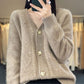 [Geschenk für Frauen] Frauen lose slouchy Faux Kaschmir Knopf vorne Strickjacke Pullover