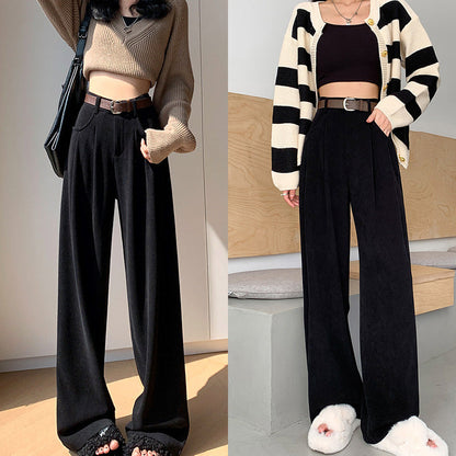 Nettes Geschenk*Frauen Plüsch weites Bein Hose Cord hohe Taille-Kostenloser Versand