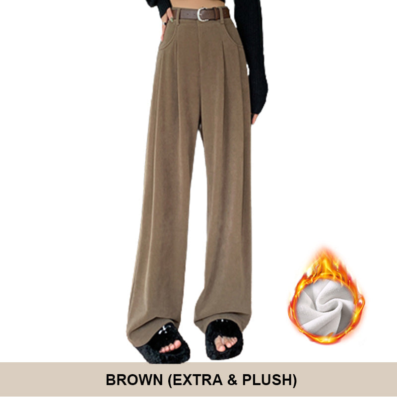 Nettes Geschenk*Frauen Plüsch weites Bein Hose Cord hohe Taille-Kostenloser Versand