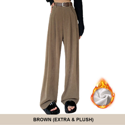 Nettes Geschenk*Frauen Plüsch weites Bein Hose Cord hohe Taille-Kostenloser Versand