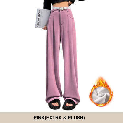 Nettes Geschenk*Frauen Plüsch weites Bein Hose Cord hohe Taille-Kostenloser Versand