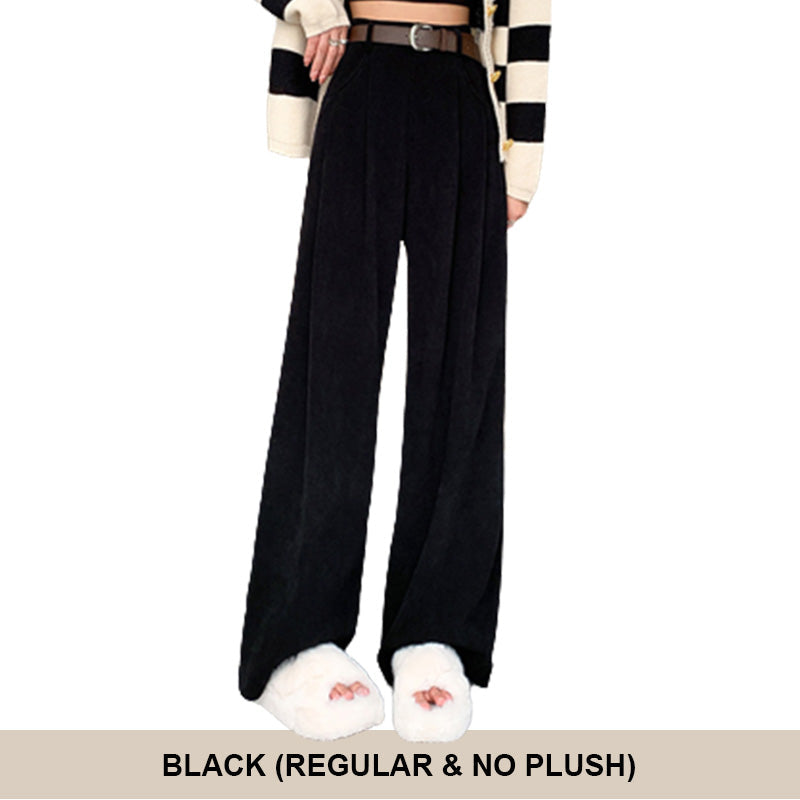 Nettes Geschenk*Frauen Plüsch weites Bein Hose Cord hohe Taille-Kostenloser Versand